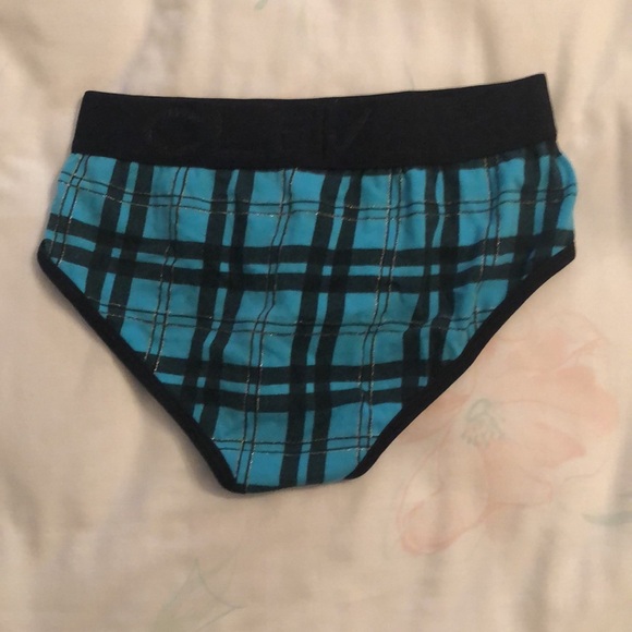 Clever blue and black plaid briefs with glitter details - Picture 2 of 5